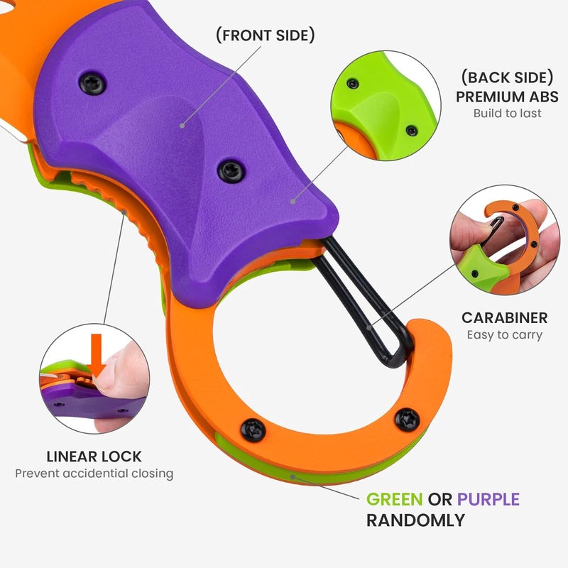 FUNBRO Small Pocket Knife for Men, Cool Folding Knife Box Cutter with 1.34 inch Sharp Blade, EDC Knives Tool for Everyday Carry, Great Gift for Men (Purple & Green) - Image 3